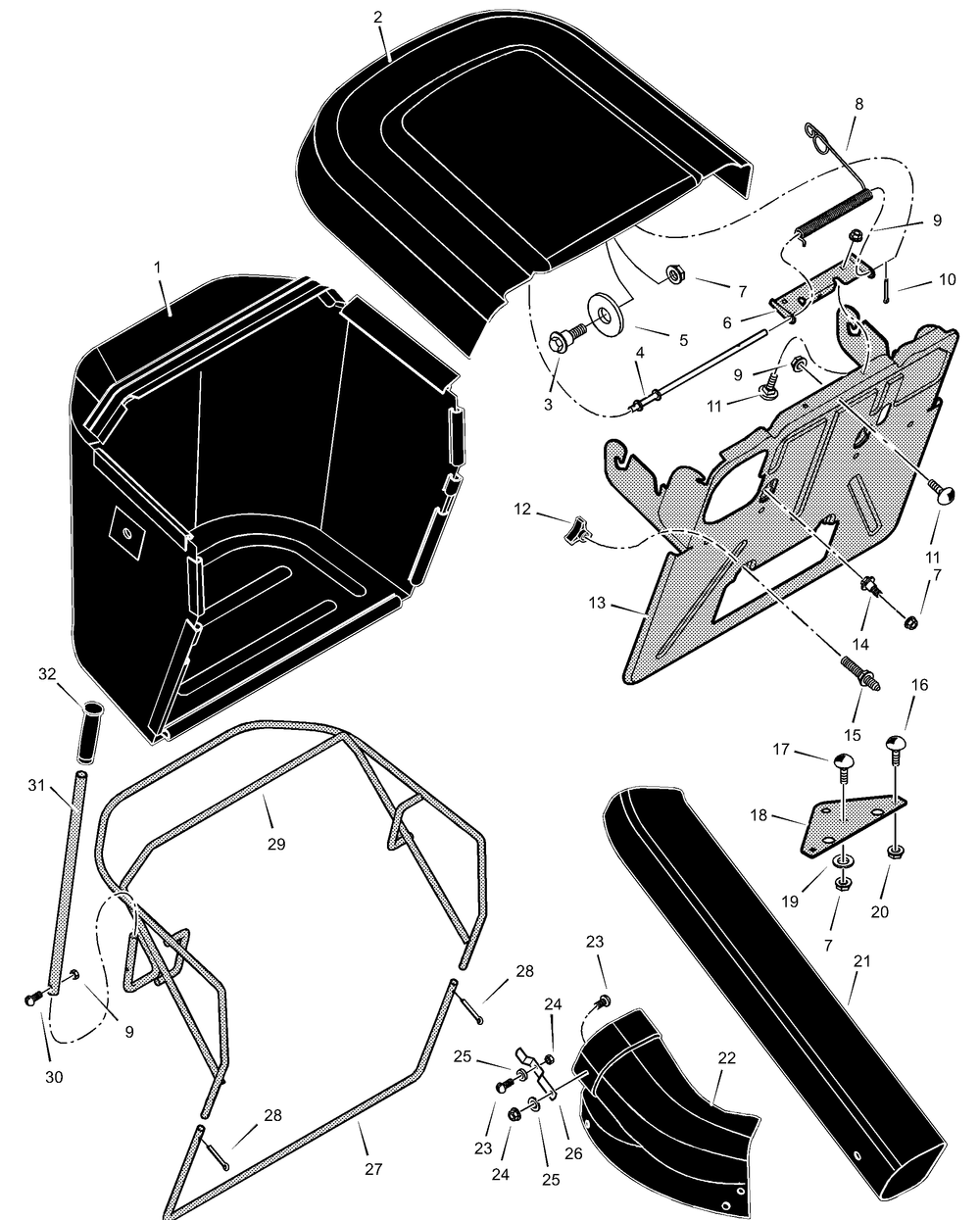 Grass Bagger Diagram and Parts List for 309012X11A 2001 Briggs and Stratton Lawn Tractor